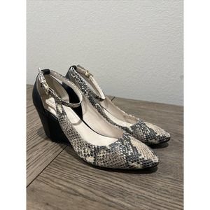 Cole Haan Shoes Women Lacey Cutout Wedge Snake Print Pump Heels‎ 9.5 Ankle Strap